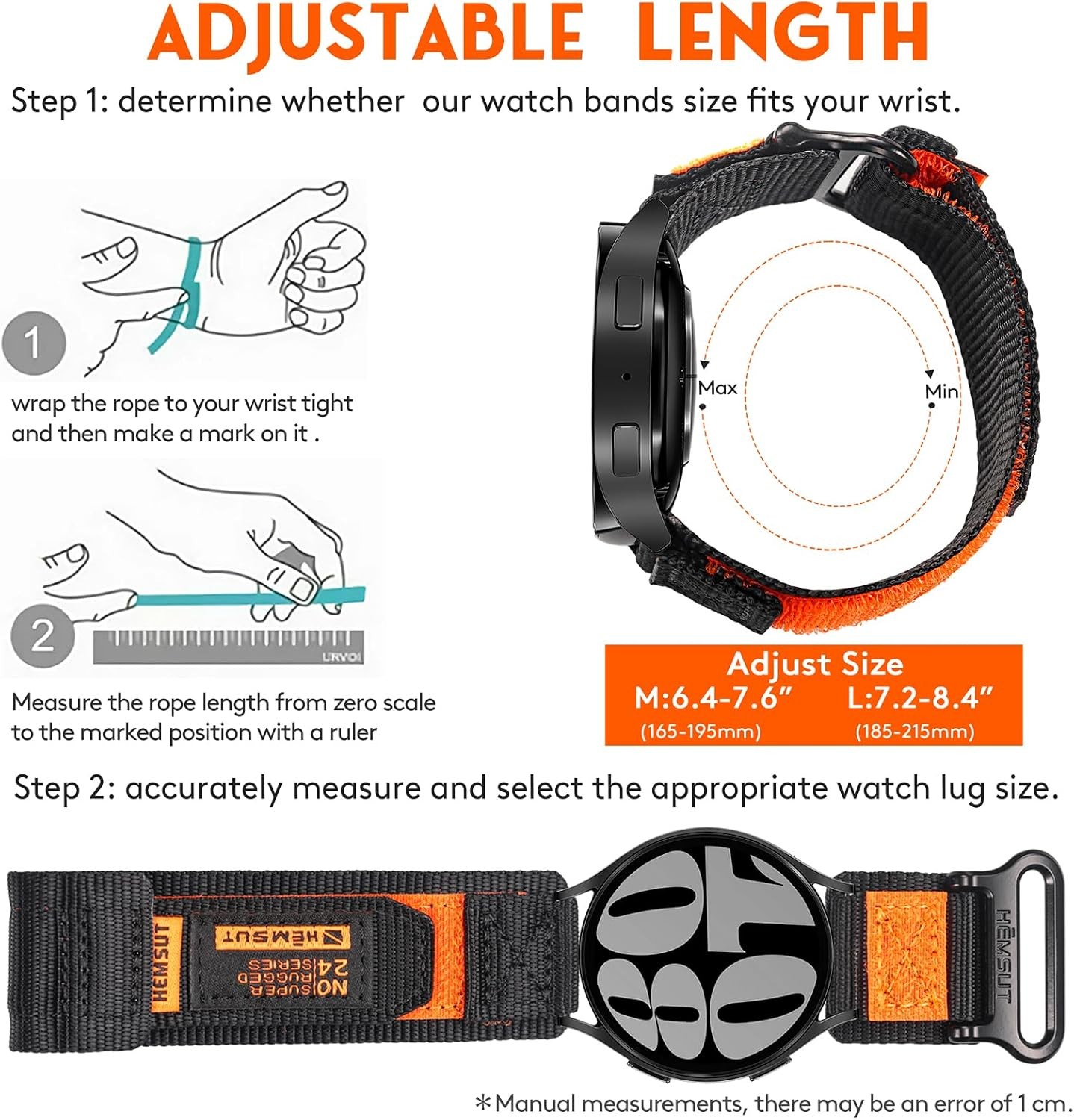 Quick Release Nylon Strap for Samsung Galaxy Watch 6 and Amazfit GTS 4 Black/Red