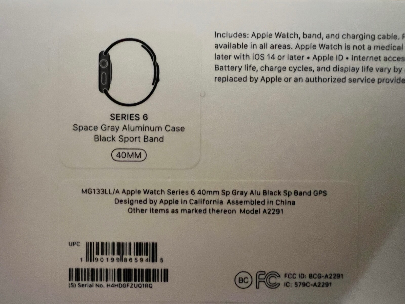 Apple Watch Series 6 (GPS) 40mm Space Gray with Black Sport Band