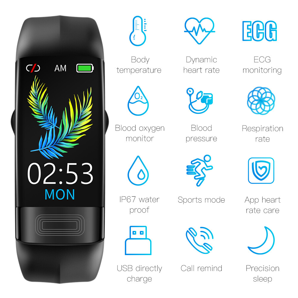 P11 Plus ECG+PPG Smart Bracelet Blood Pressure Heart Rate Monitor FitnessTracker