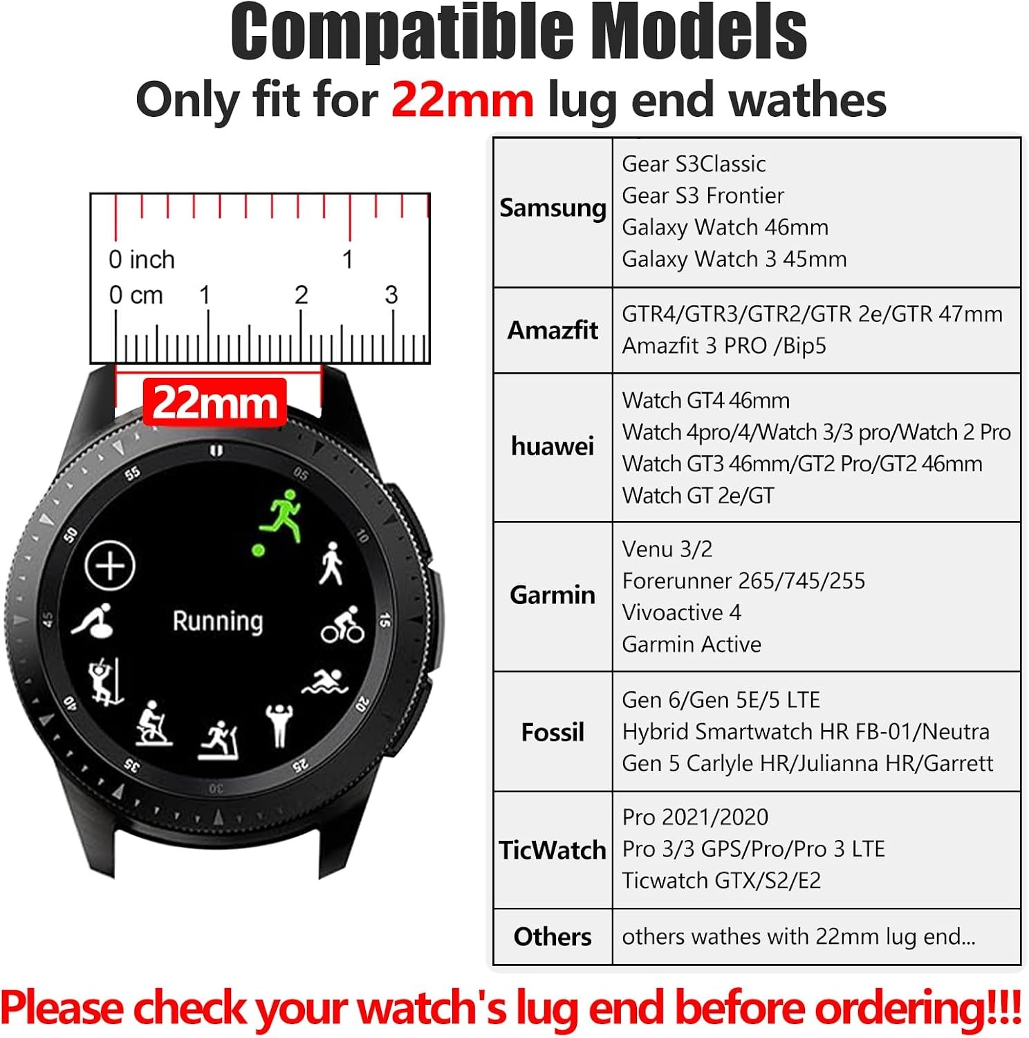Case For Samsung Galaxy Watch 3 45mm/Gear S3/Garmin Venu 3/2/Amazfit GTR4 22mm M