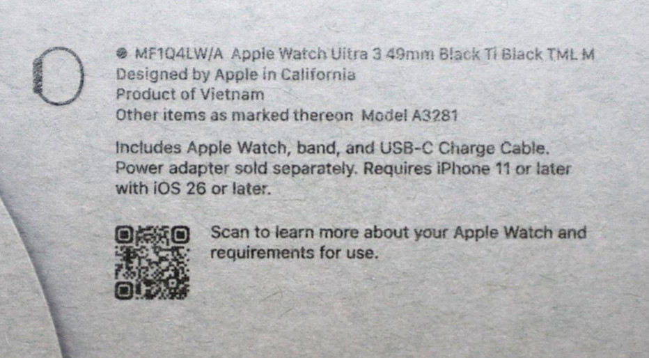 APPLE Watch Ultra 3 49mm Model A3281 # MF1Q4LW/A – Black / NEW, FREE SHIPP.