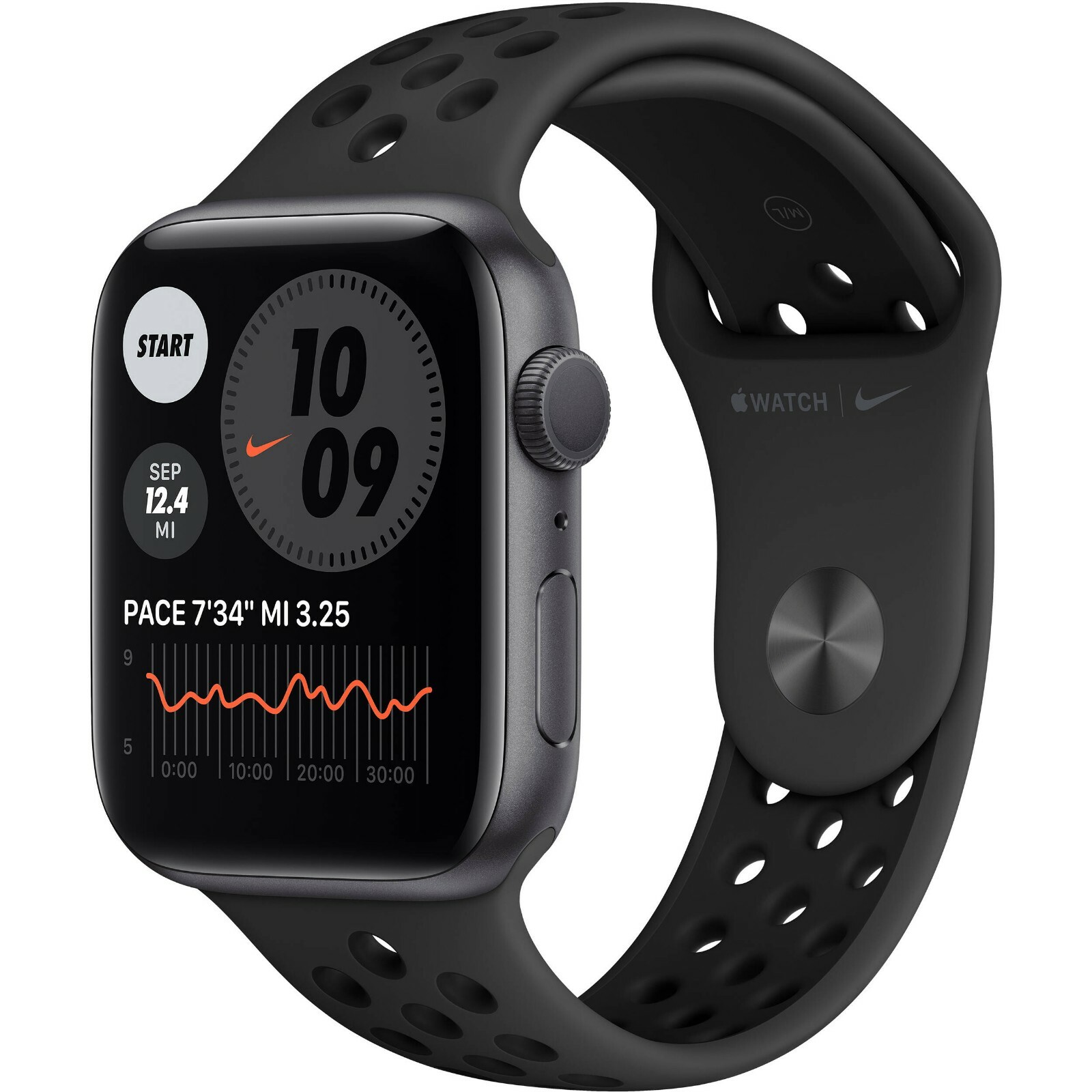 Apple Watch Nike 44mm Series 6 Space Gray Aluminum Case Black Band GPS