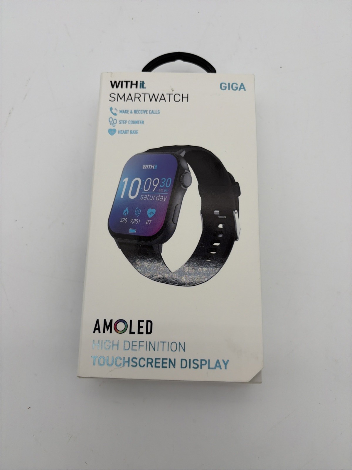 NIB WITHit Giga HD Amoled Touchscreen Smartwatch (42/9002GYBKW) Black