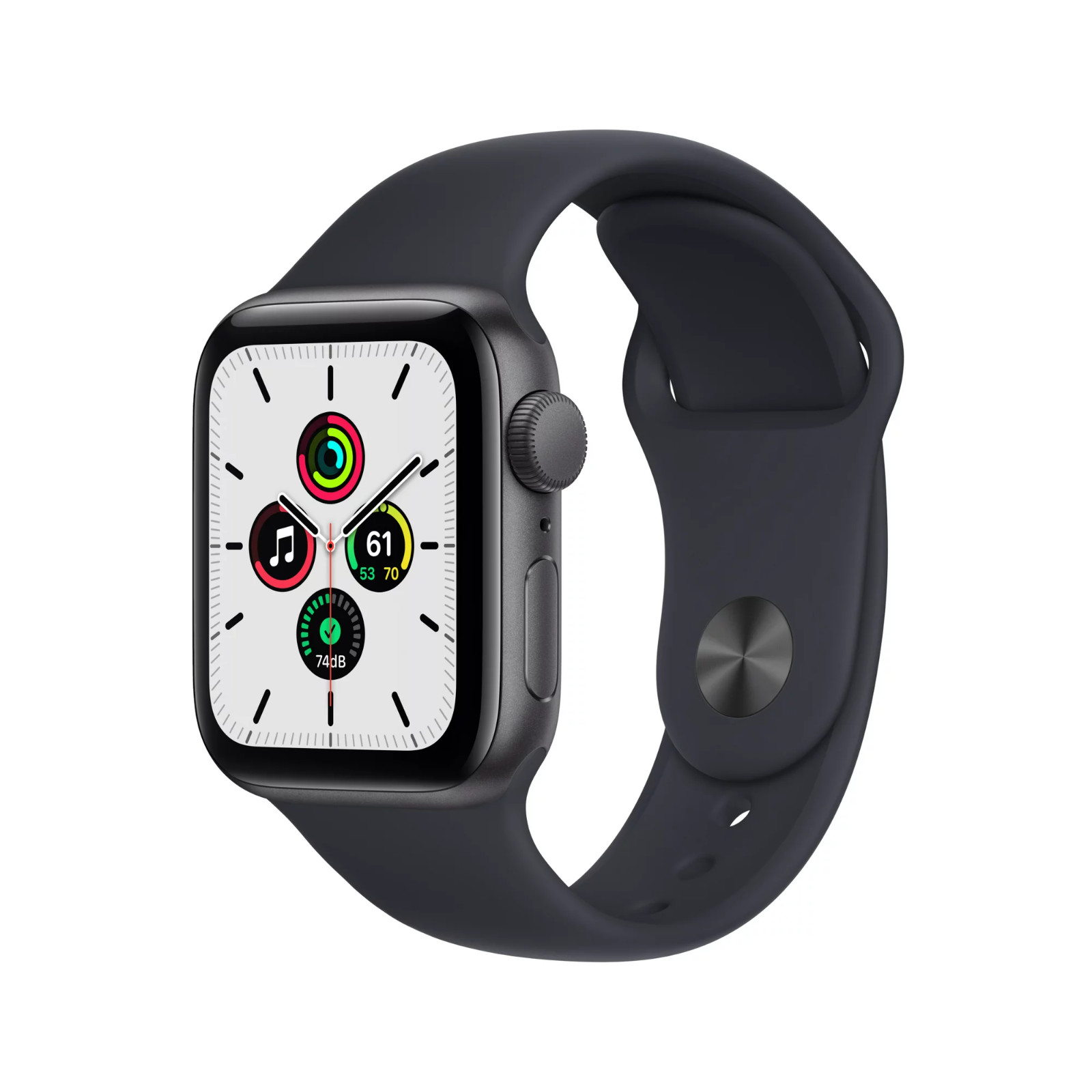 Apple Watch SE 40mm Space Gray Aluminum Case with Black Sport Band – Regular…