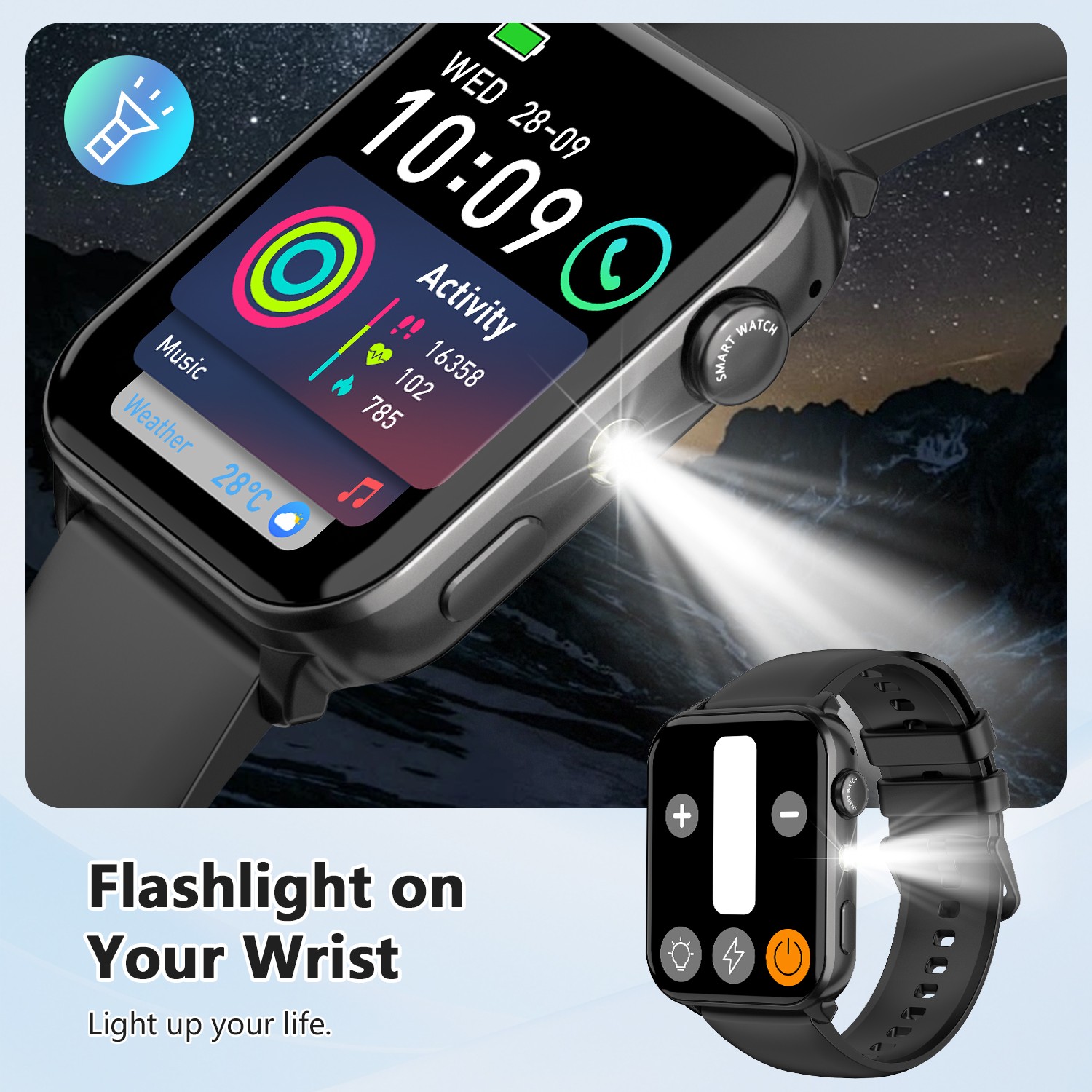 Medical Fitness Smart Watch Heart Rate Sleep Monitor Water-Resistant Bluetooth