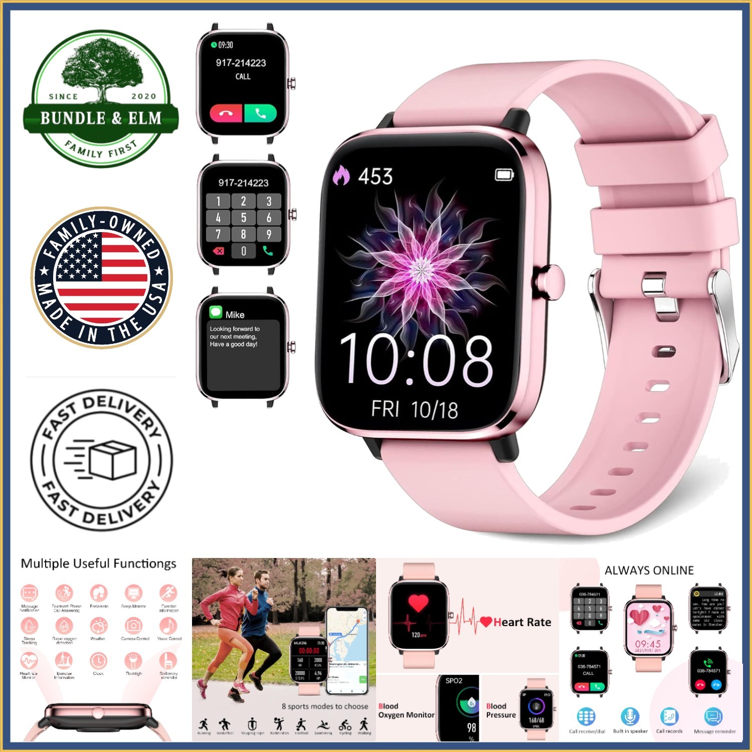 Waterproof Smartwatch for Women with Heart Rate Monitor and Activity Tracker