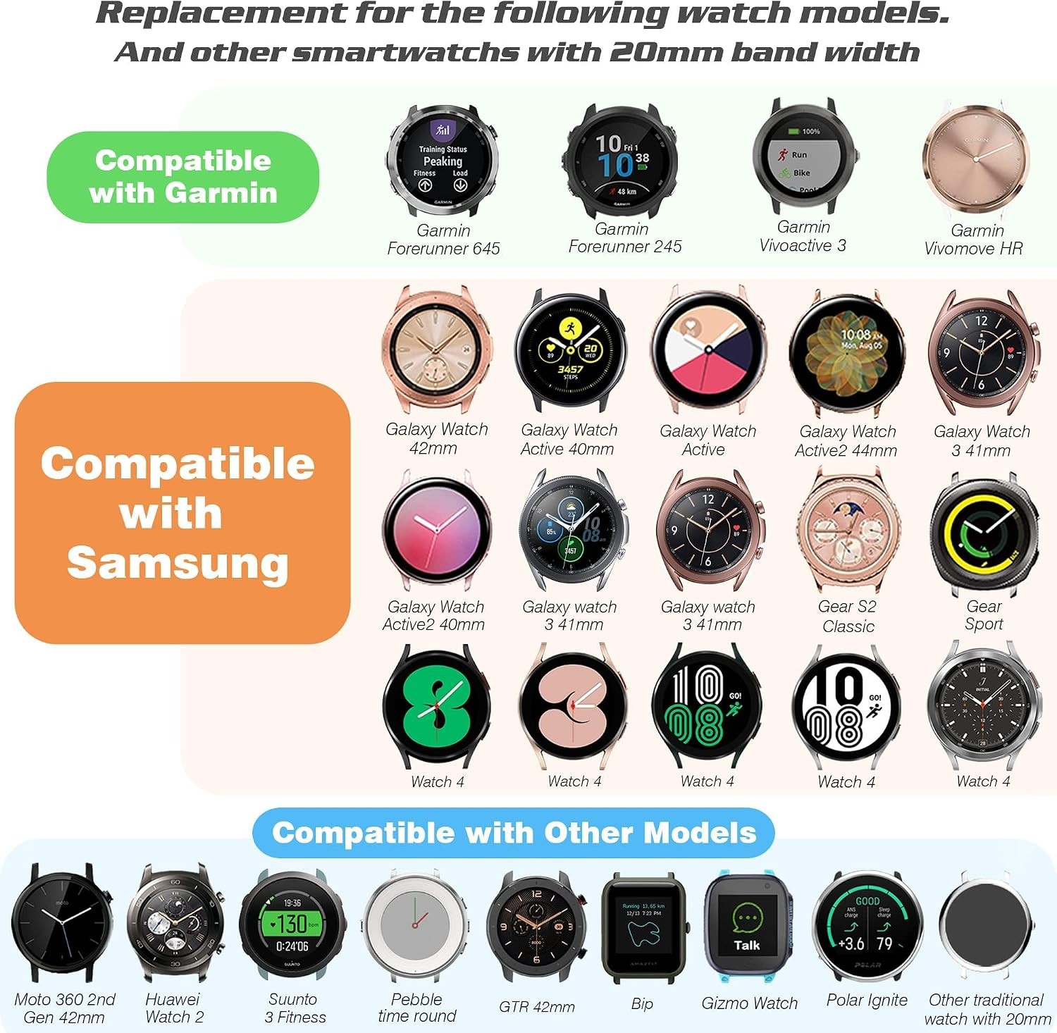 10 Pack Silicone Strap Compatible with Samsung Galaxy Active 2 40mm 44mm