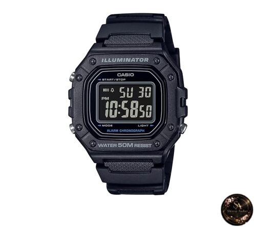 Casio W-218H-1BVDF Black Digital Resin Band Uni Watch Black/White Modern Design