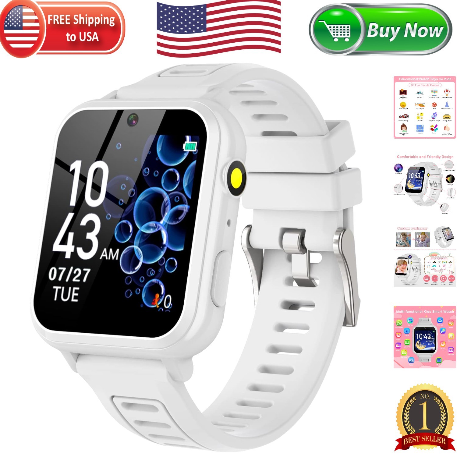 Kids Smart Watch for Girls 4-12 with Camera, 39 Games & Fun Educational Features