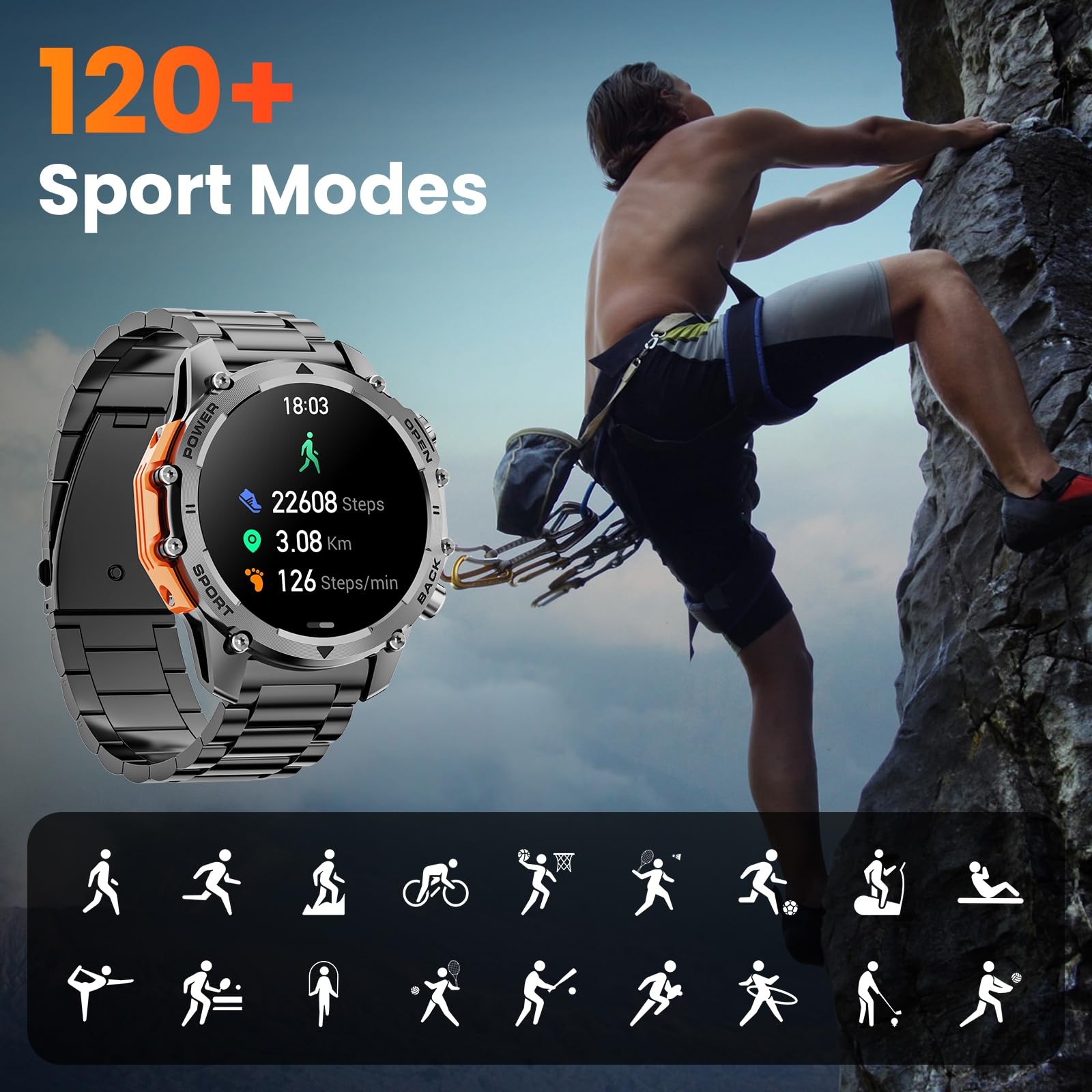 Smart Watches for Men (/Notification),1.52” Military , Style Kits,Flashlight…