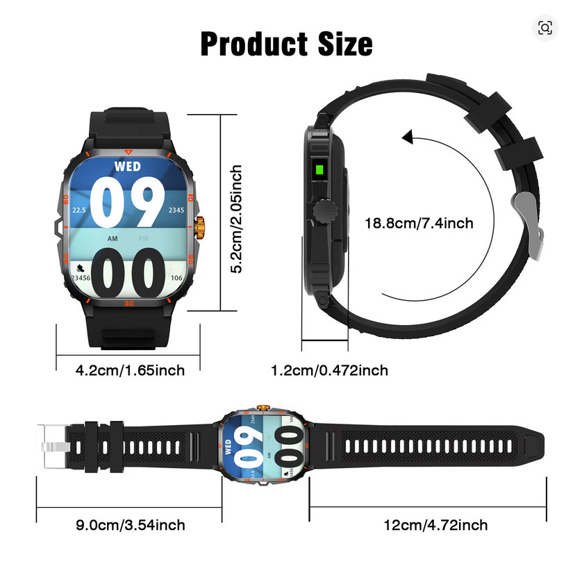 2025 Smart Watch Men Bluetooth Call Fitness Tracker Dual Strap Step Counter Flas