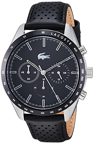 Lacoste Boston Watch with Black Dial Leather Strap and Quartz Movement