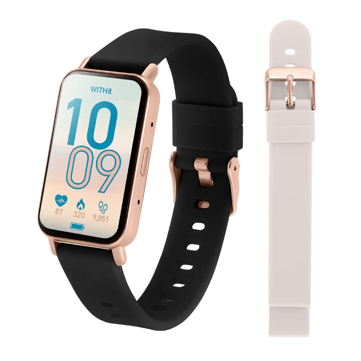 WITHit Smart Watch Pink Fitness Tracker with Blood Oxygen, Blood Pressure, 24/7