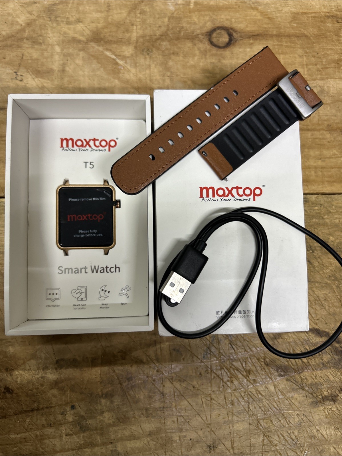 Maxtop Smart Watch Model T5 Sleep Monitor Heart Rate Rose Gold FREE SHIPPING!