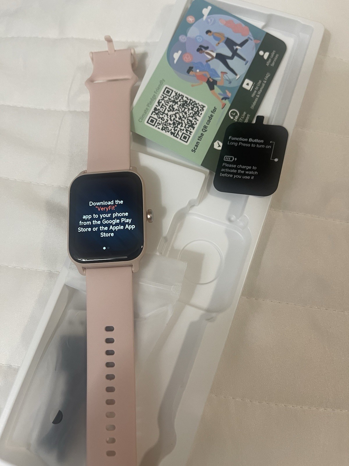 IDW13 Plus Smart Watch 44mm Pink Metal Case Silicone Band Fitness Tracker