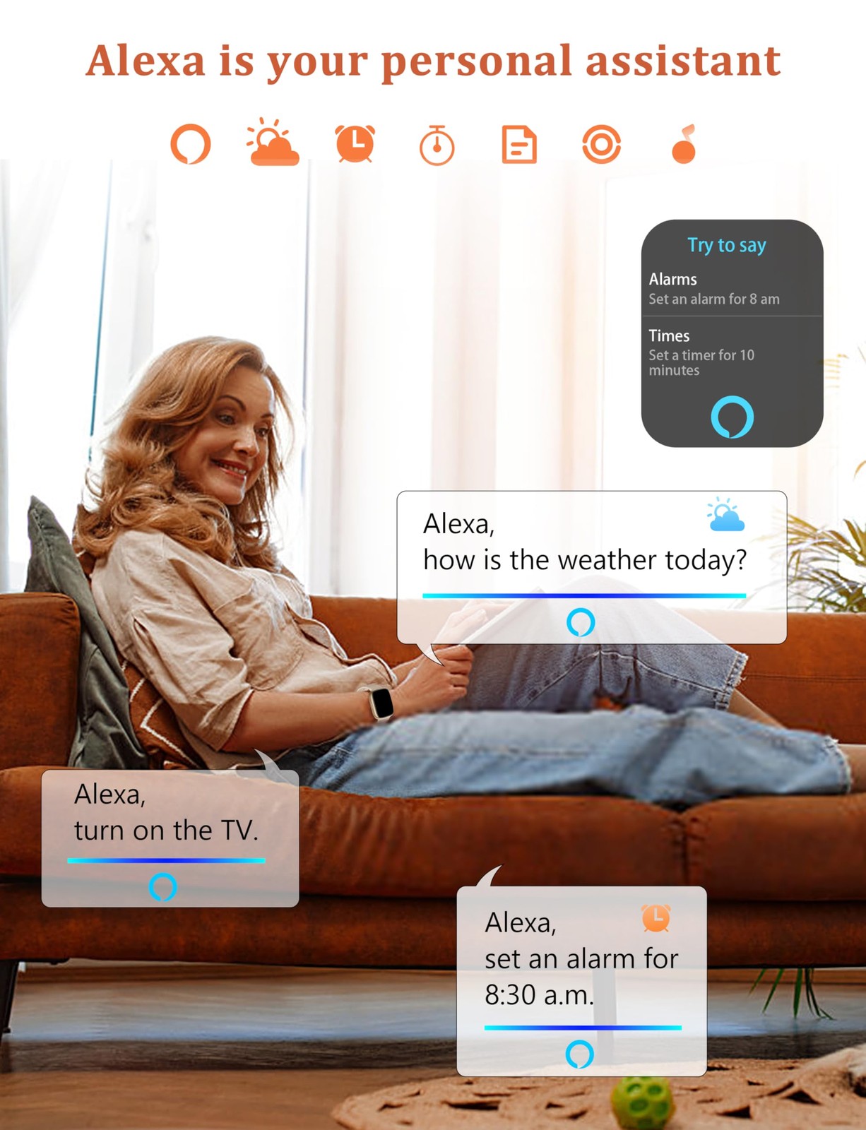 “44mm Smartwatch with Alexa, Waterproof, Heart Rate, Sleep Monitor for iOS &