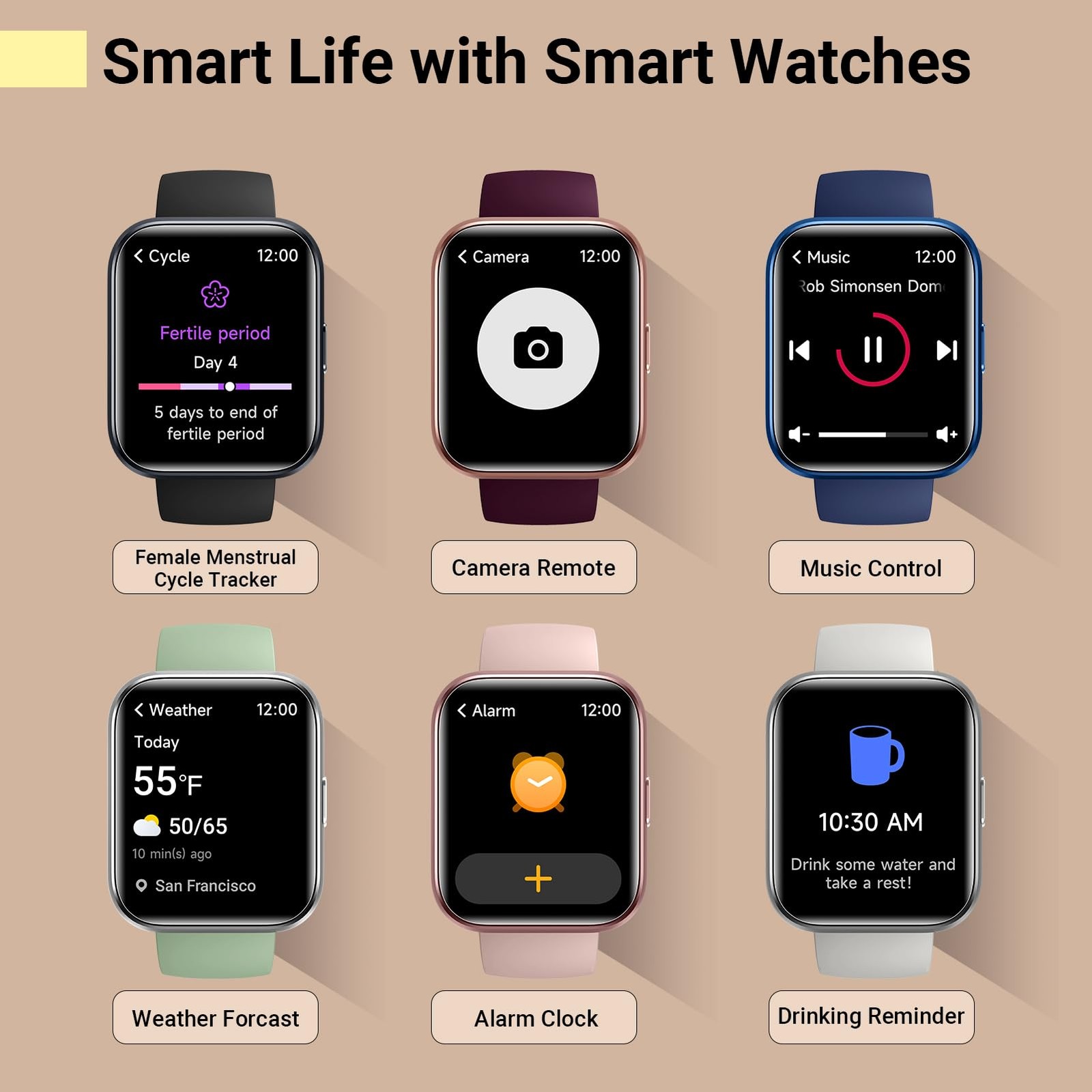 Smartwatch for Women, Compatible with Android iPhone, 1.8 Fitness Tracker Wa…