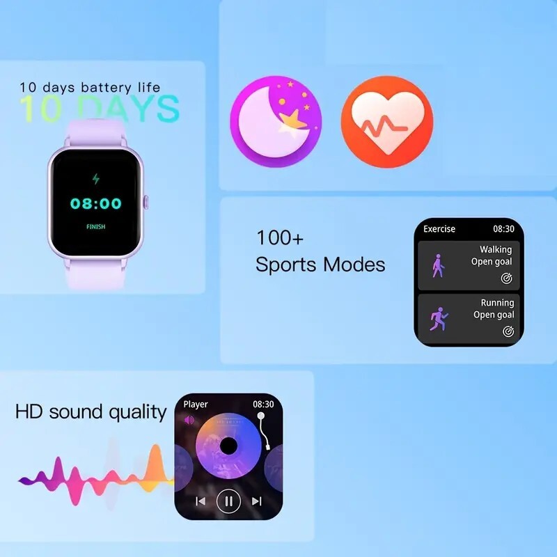 Smart Watch 1.83” Full Touch Screen: 100+ Sport Modes, Ai Control, Android/IOS
