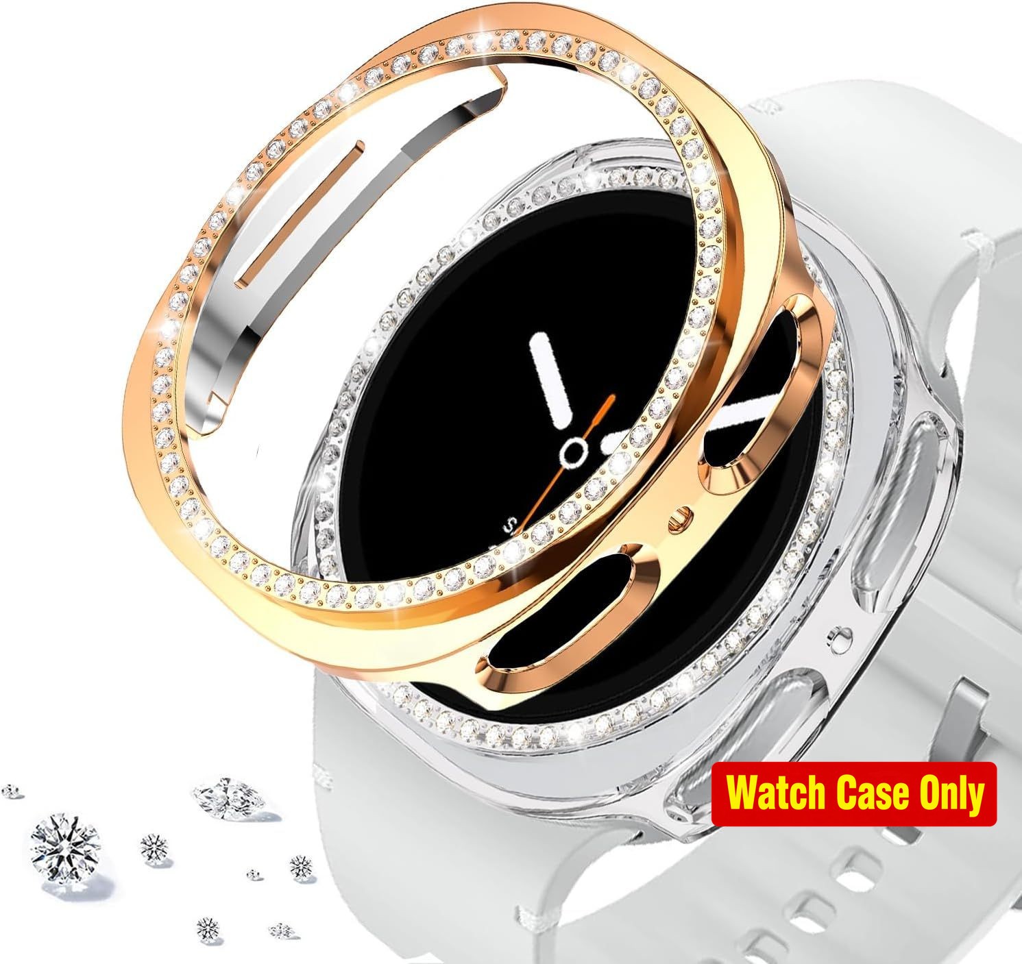 2-Pack Case for Samsung Galaxy Watch 8 40mm Bling Diamond Protective Bumper