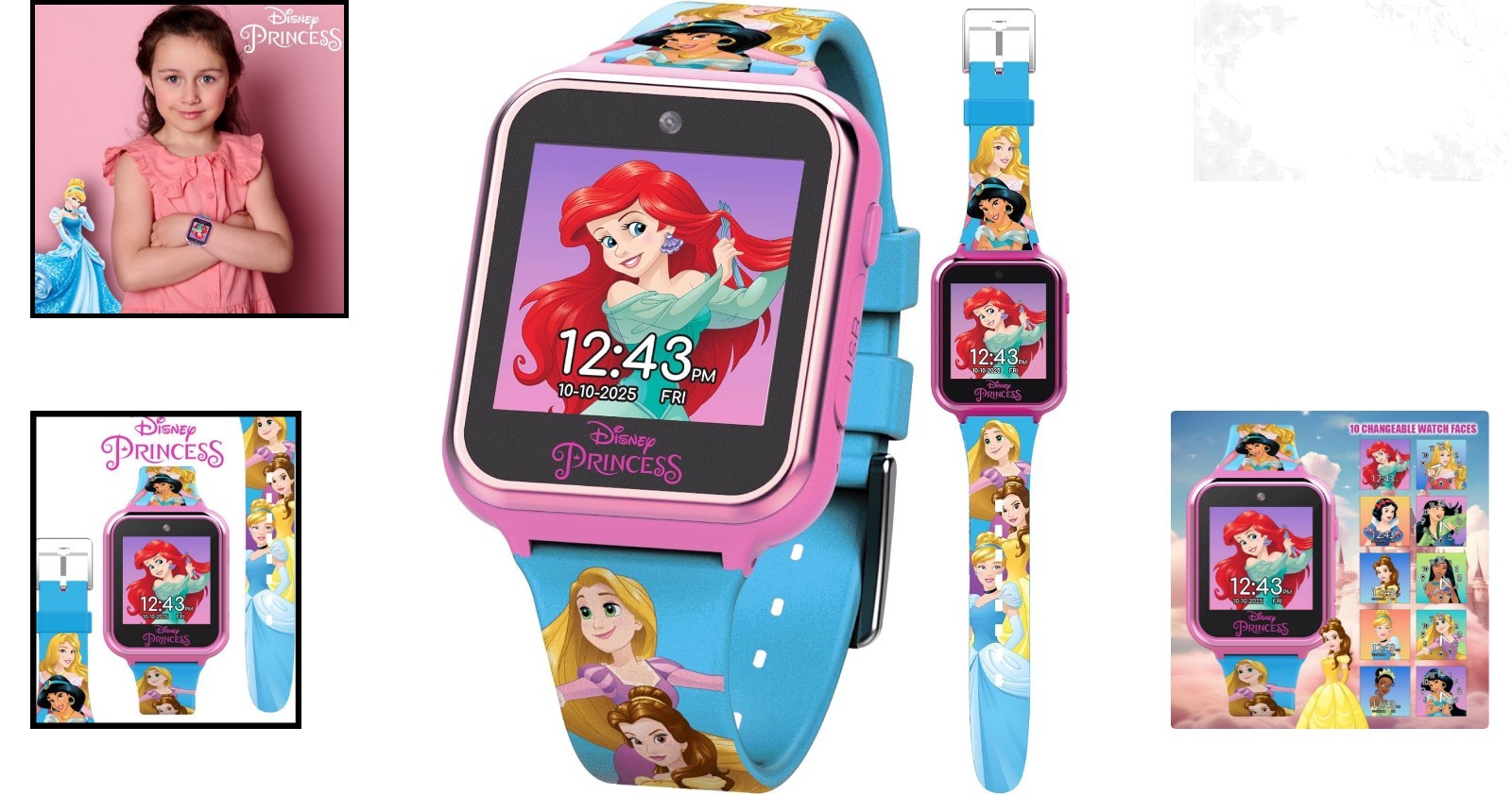 Disney Princess Kids Smartwatch Touchscreen Selfie Camera Pedometer Alarm
