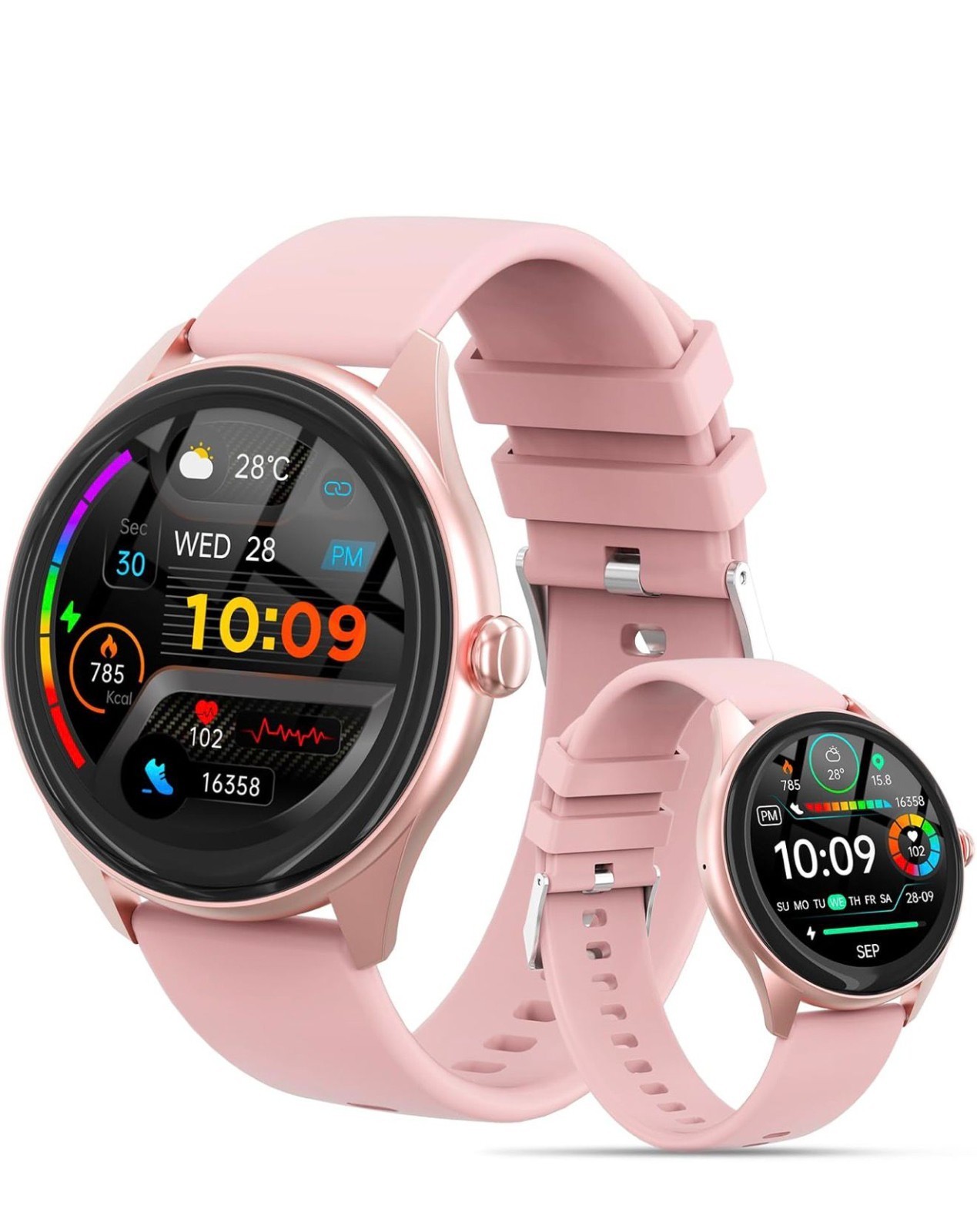 Smart Watches for Women Men, 1.39″ HD IPS Touchscreen Smartwatch with Pink
