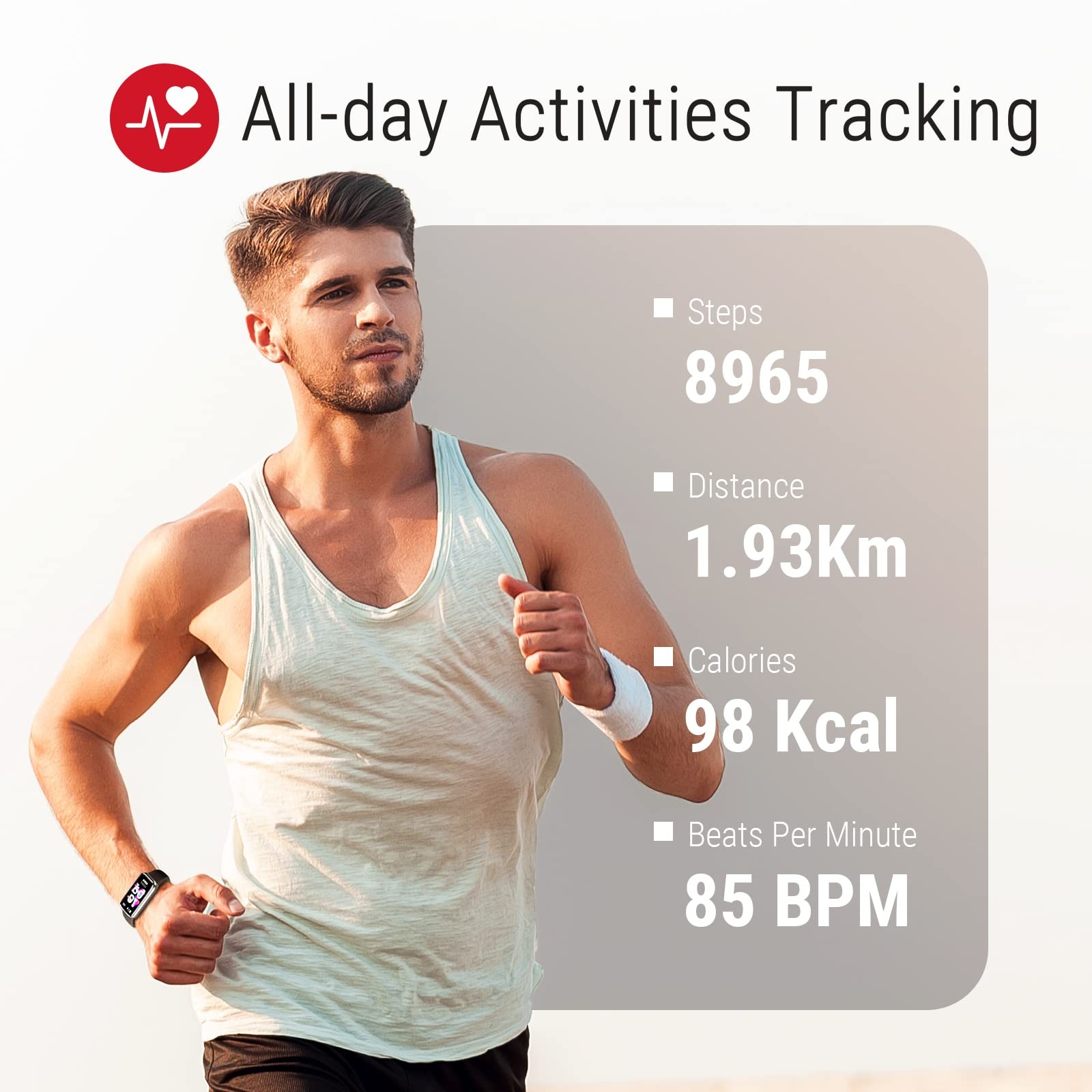 Fitness Tracker with , 24/7 Heart Rate and Sleep Tracking, IP68 Waterproof Ac…
