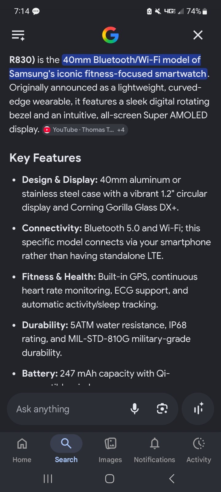 Samsung Galaxy Watch Active 2 SM-R830 40mm Aluminum Case with Pink Band
