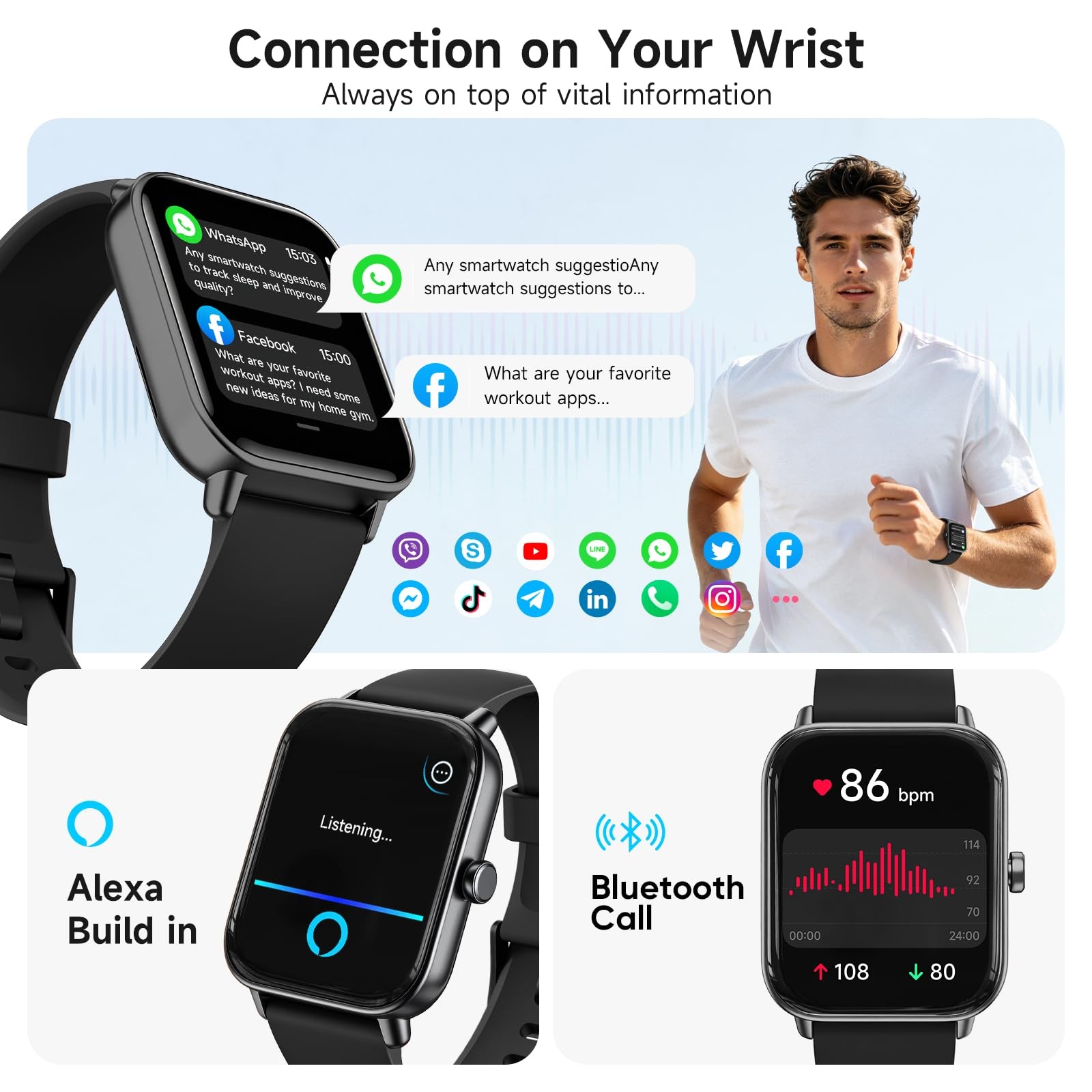 Trunsif Smart Watch for Men,1.85” AMOLED Ultra-Clear Screen,Alexa Built-in
