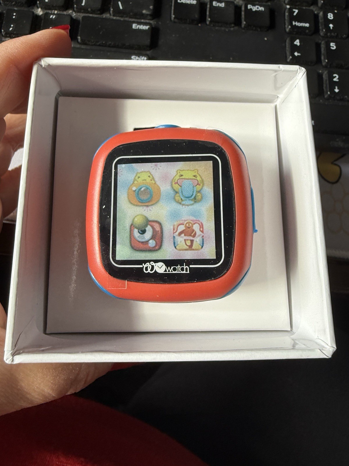 Watch blue kids, smart watch w games, pedometer camera rechargeable new voice re