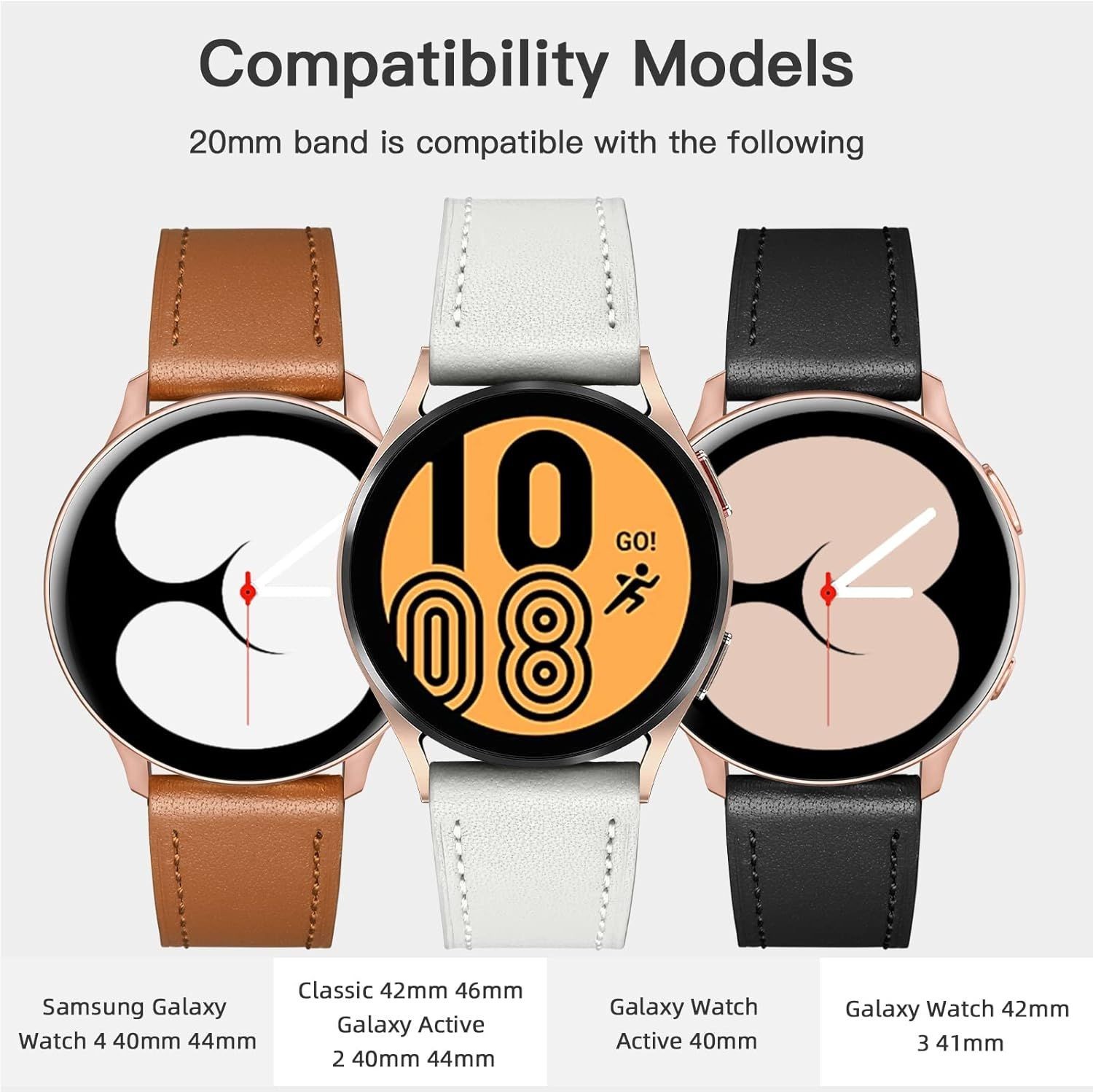 Only Strap For Samsung Galaxy Watch 7 40mm 44mm Leather Bands White