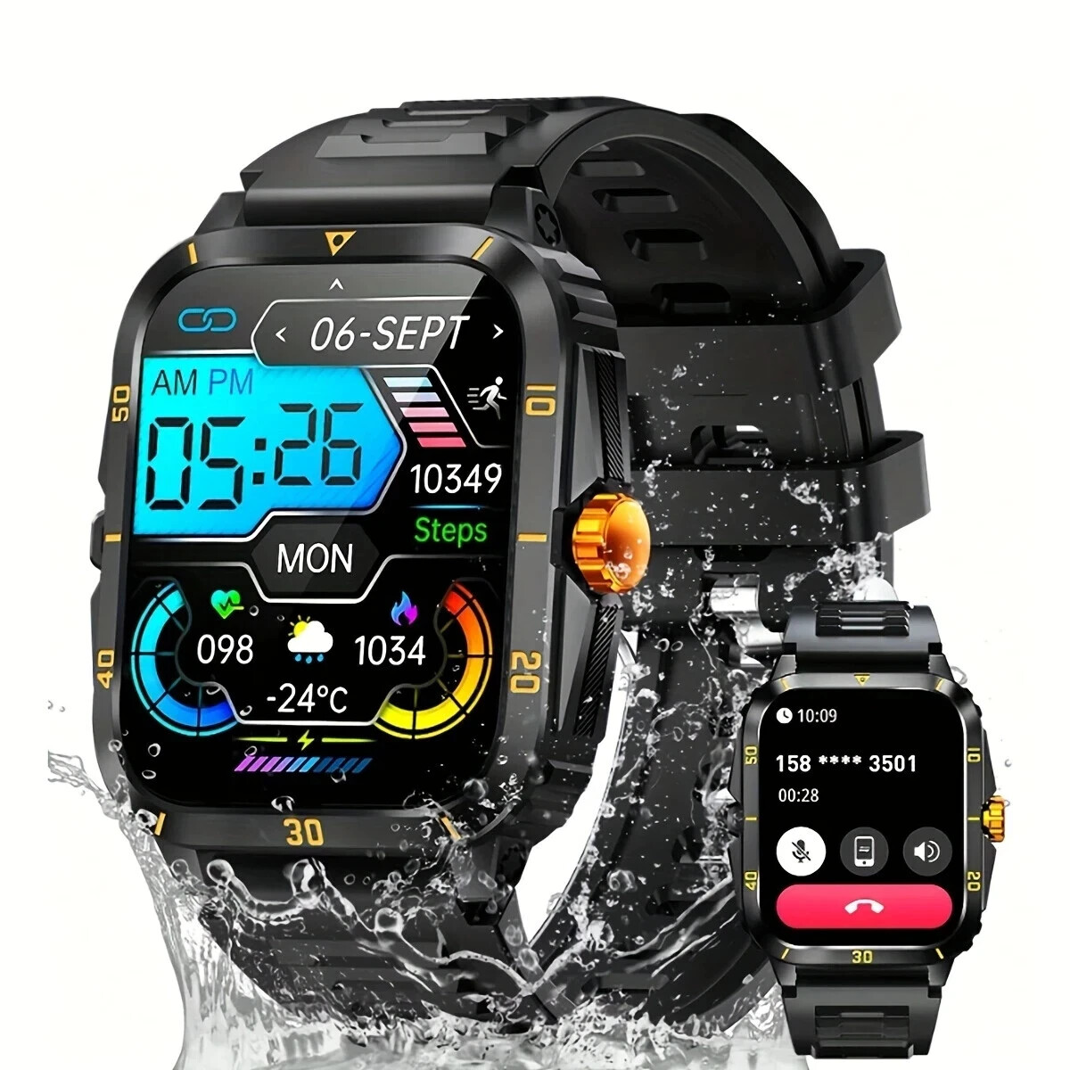 Smart Watch Men/Women GPS Call BT Music Games for Iphone/Android Weatherproof