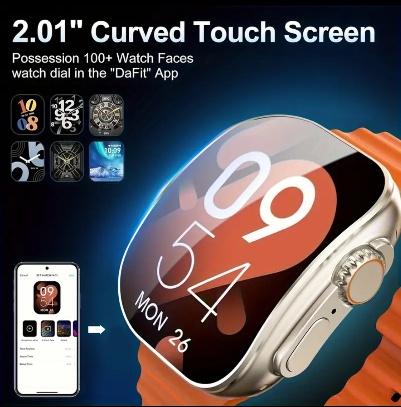 TZ Smart Watch With Curved Touchscreen, Compass Pedometer Calls 100+ Sport Mode