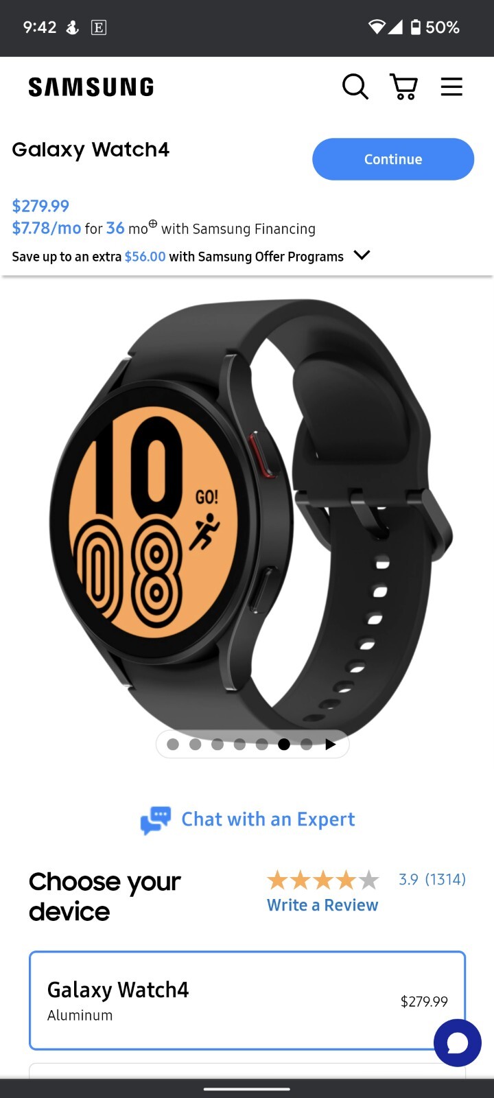 Samsung Galaxy Watch4 SM-R875 44mm Aluminum Case with Sport Band – Black…