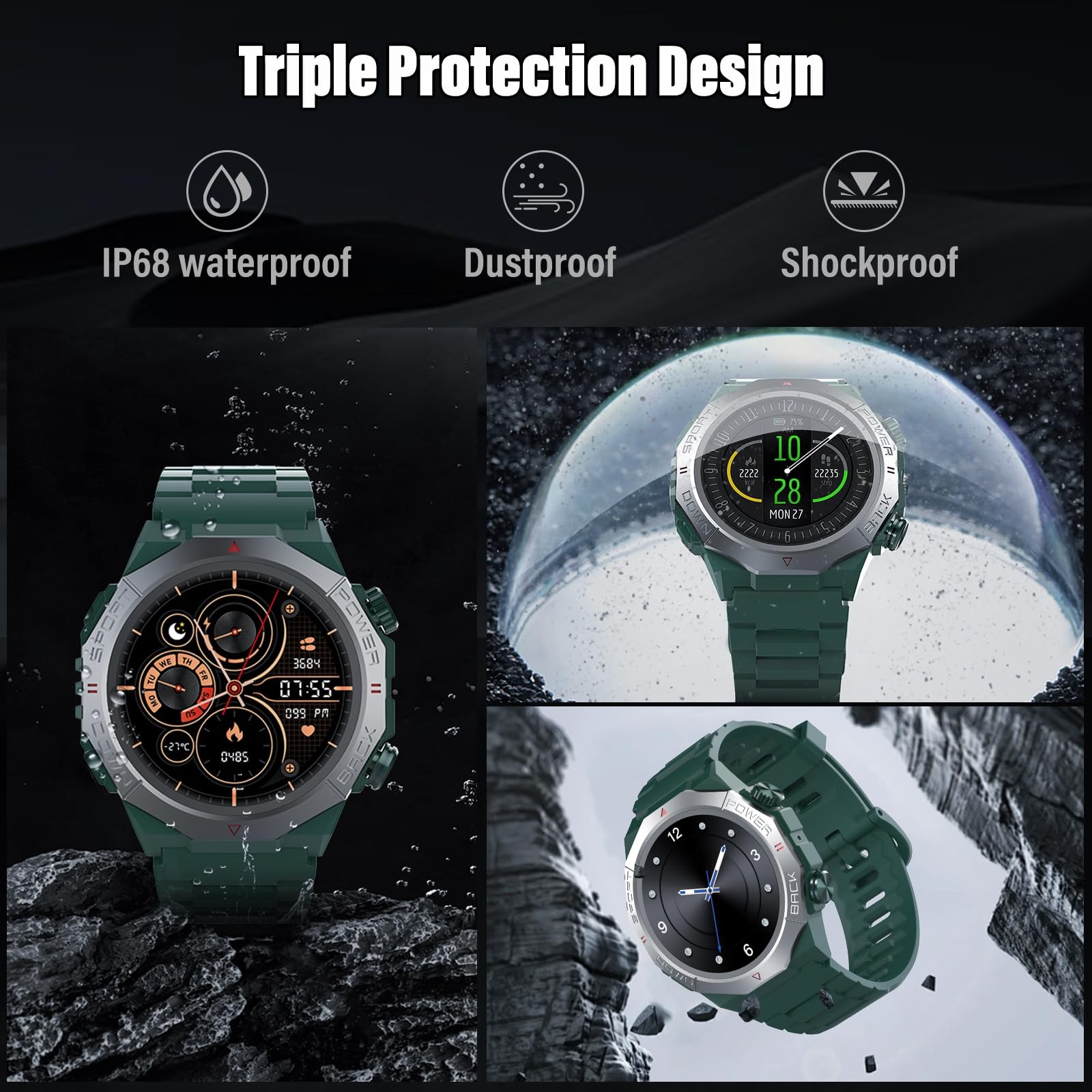 Military Smart Watch for Men: Calls, 1.39″ HD, Fitness, 24/7 HR, IP68