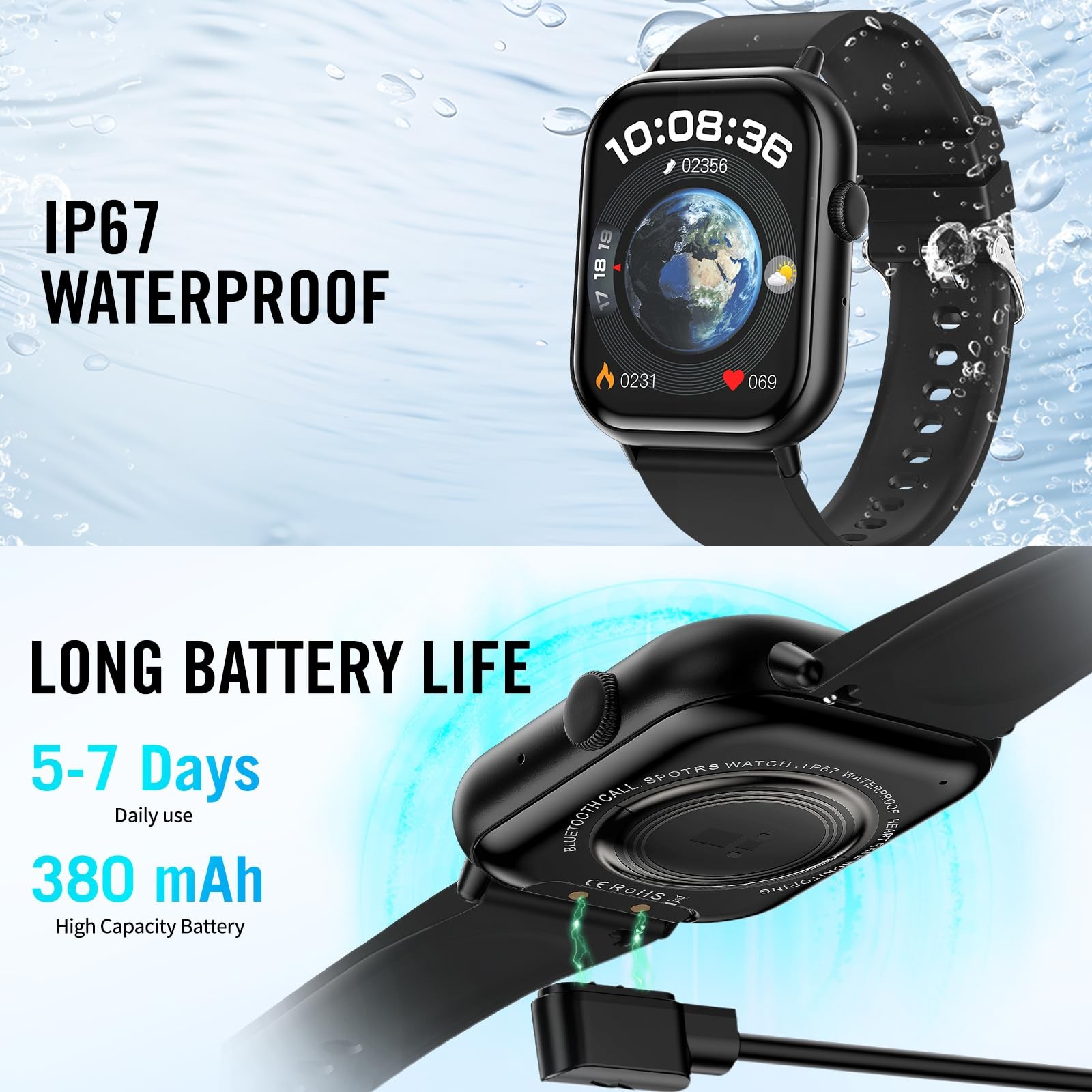 Smart Watches for Men Women, 2.01″ HD Screen Fitness Tracker Watch with /Hear…