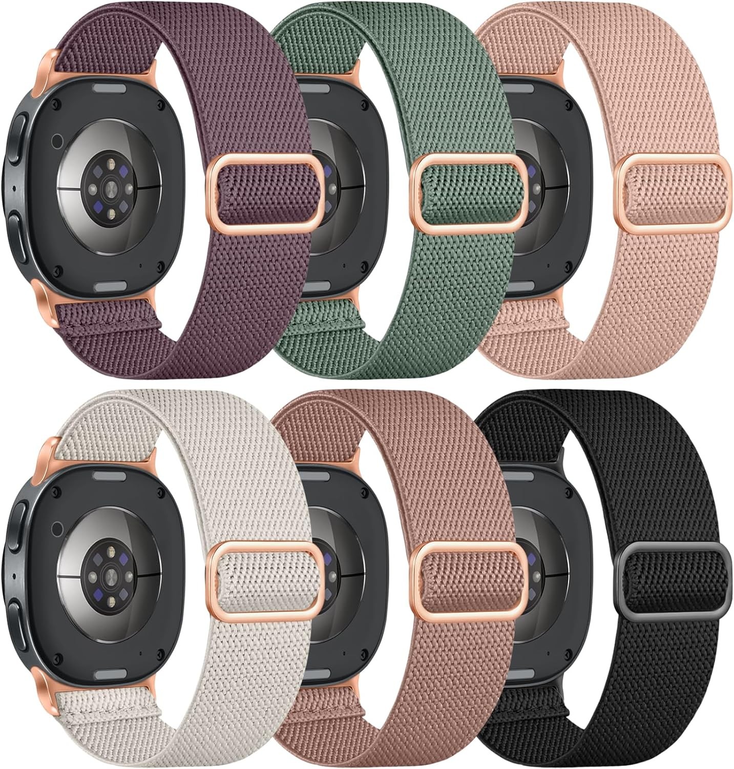 6 Pack Elastic Bands for Samsung Galaxy Watch 8 40mm 44mm, Soft Nylon Replacemen