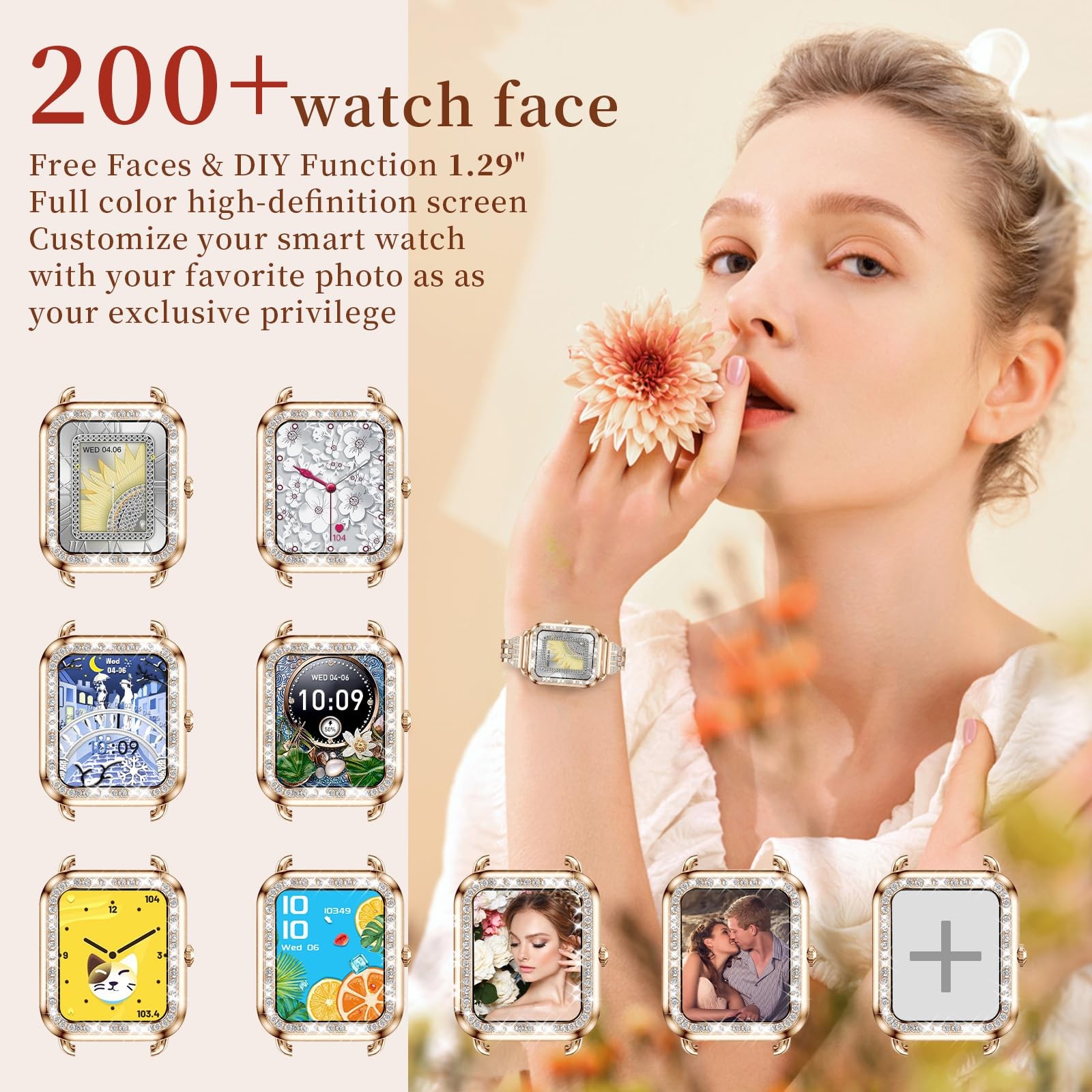 Gadixy Smart Watches For Women Diamondsanswer/Make Call1.29Hd Touch Screen
