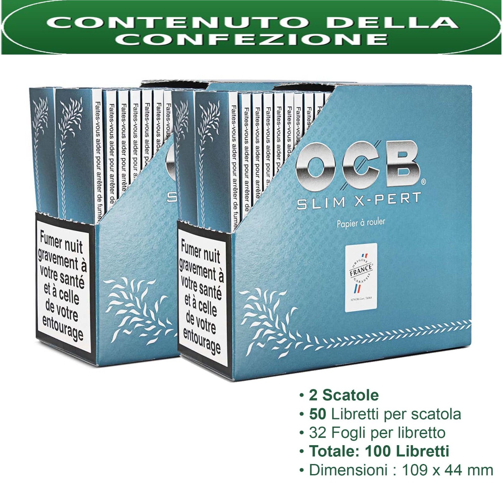 OCB X-Pert Blue King Size Slim Cartine Lunghe 2 Box 50 Libretti