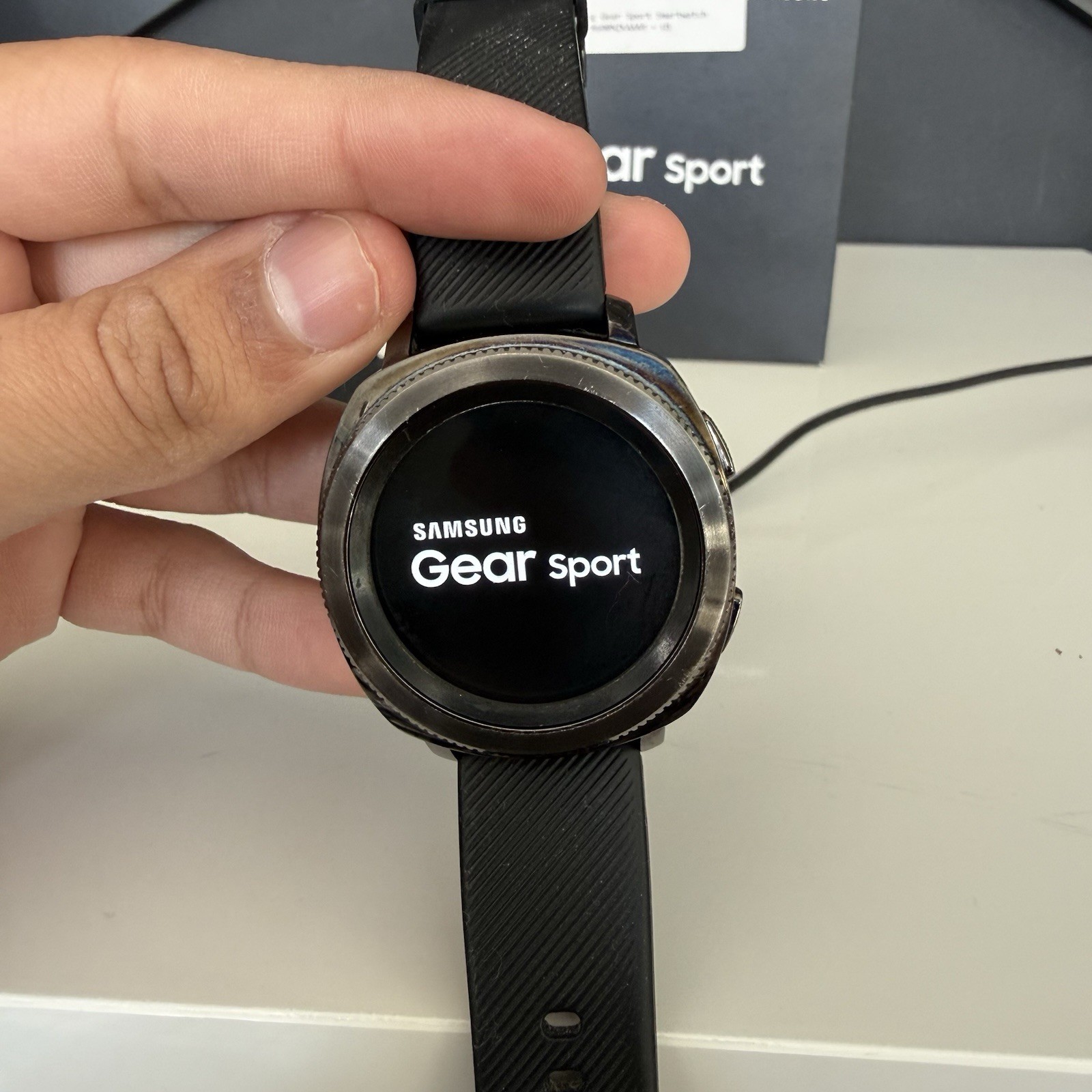 Samsung Gear Sport 44.6mm Black Case Silicone Band Classic Buckle -…