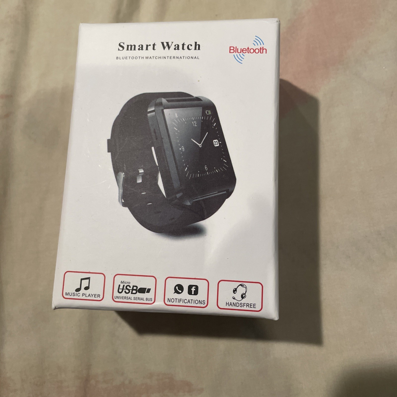 Red Smart Watch Bluetooth Music Player Notifications Handsfree Android iOS