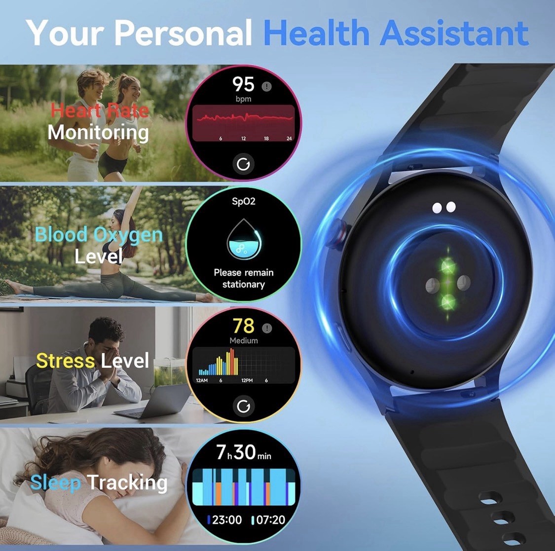 AR-01 Smart Watch 43mm 1.32″ AMOLED Bluetooth Call & Answer 3ATM Black