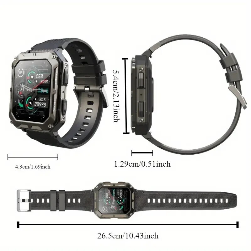 Military Smart Watch for Men(Answer/Make Calls) Rugged Tactical Fitness Tracker.