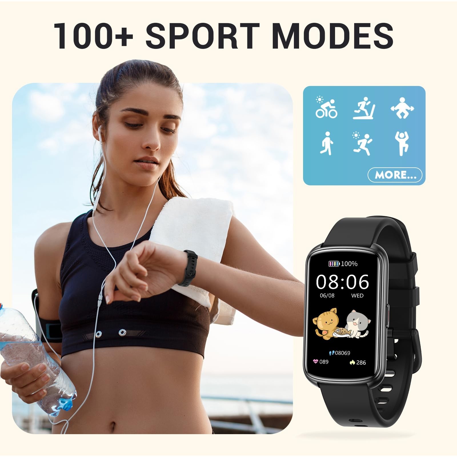 Fitness Tracker with 1.47″ Touchscreen, Slim for Men , 5ATM Waterproof Activi…