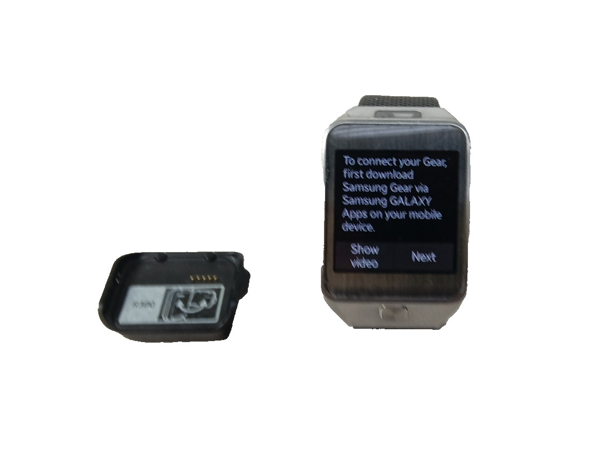 Samsung SM-R380 Smart Watch Silver Metal Case Black Rubber Band reset tested