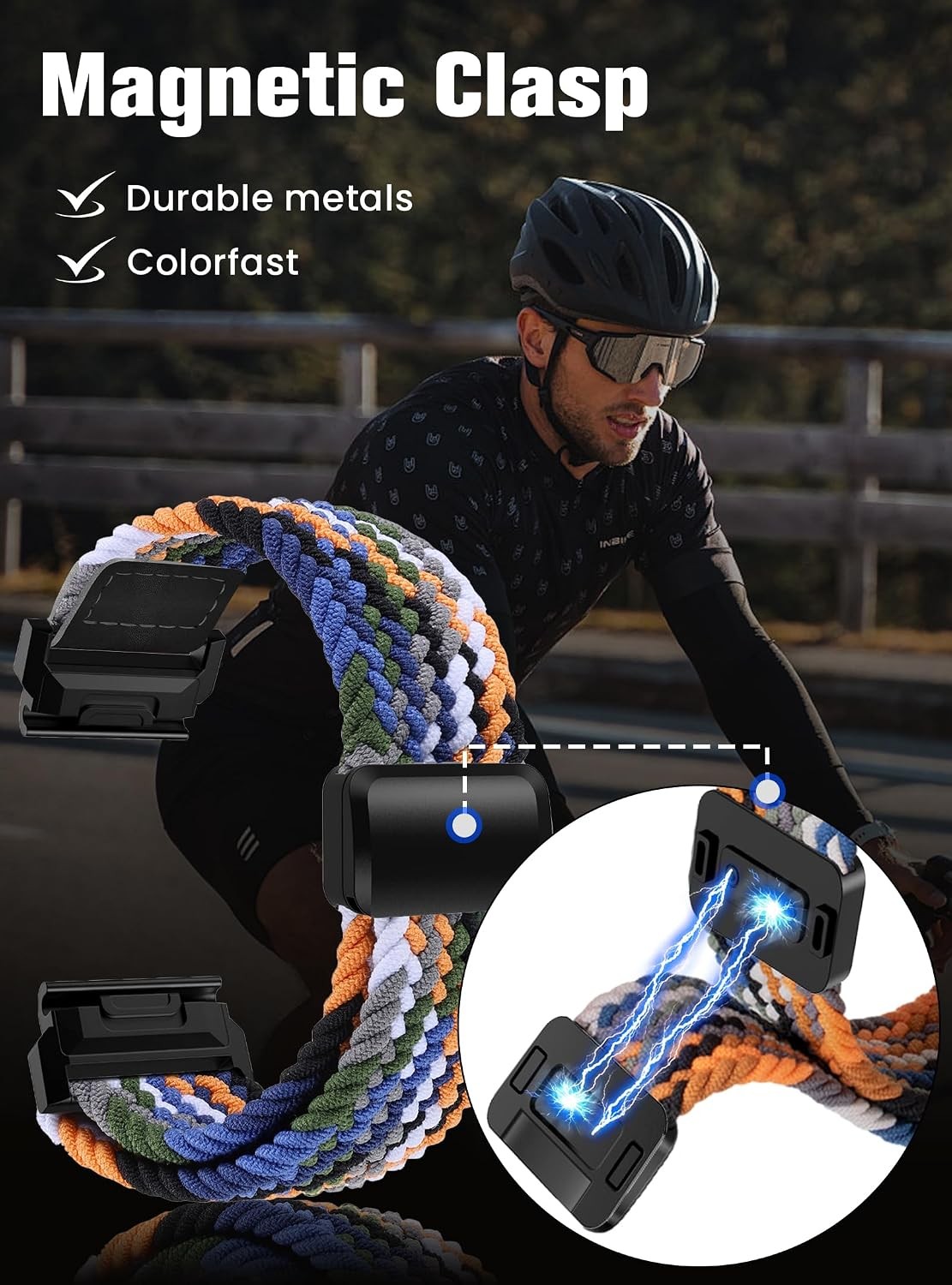 22mm Nylon Strap Compatible with Garmin Fenix 8 47mm, Magnetic Clasp