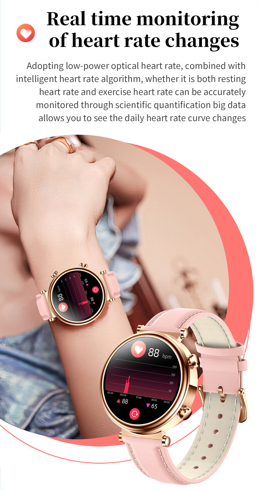 Women Girls Smart Watch Bluetooth Call Wristwatch Outdoor Sports Fitness Tracker