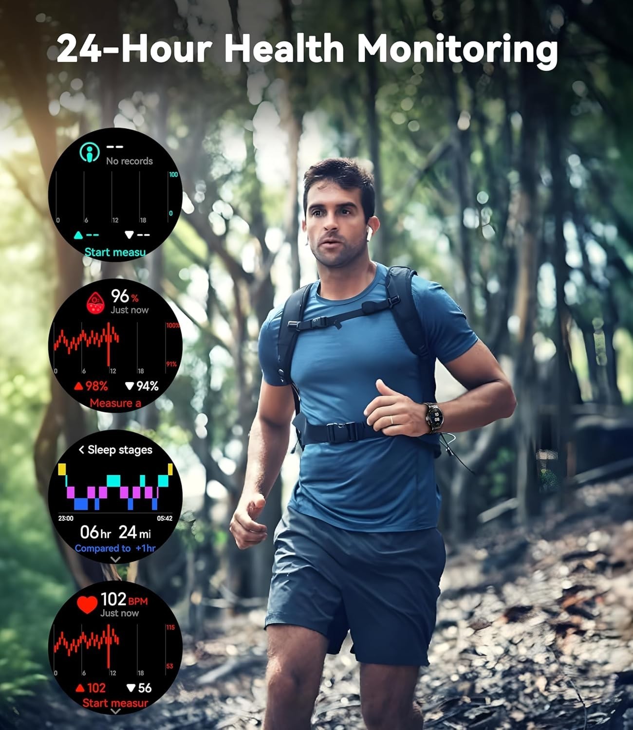 Smart Watch for Men GPS, 1.43″ AMOLED Display, 5ATM Waterproof Military