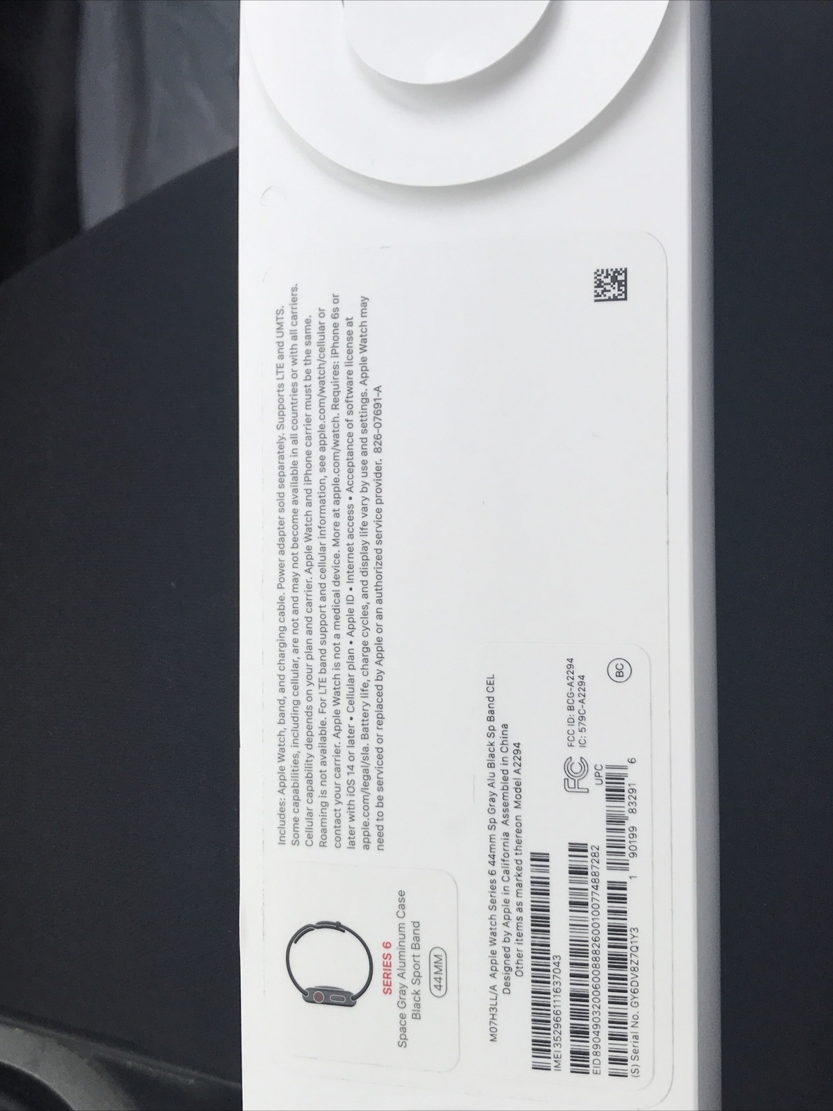 Apple Watch Series 6 44mm Space Gray Aluminum Case with Black Sport Band