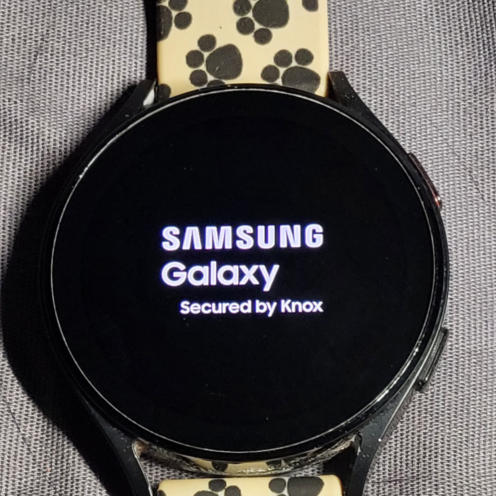 Samsung Galaxy Watch4 SM-R870 44mm Aluminum Case with Paw Print Band – Black