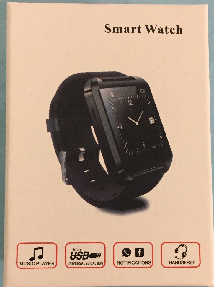 Black Smart Watch Bluetooth Tablets Smartphone Handsfree Music Fb Notifications